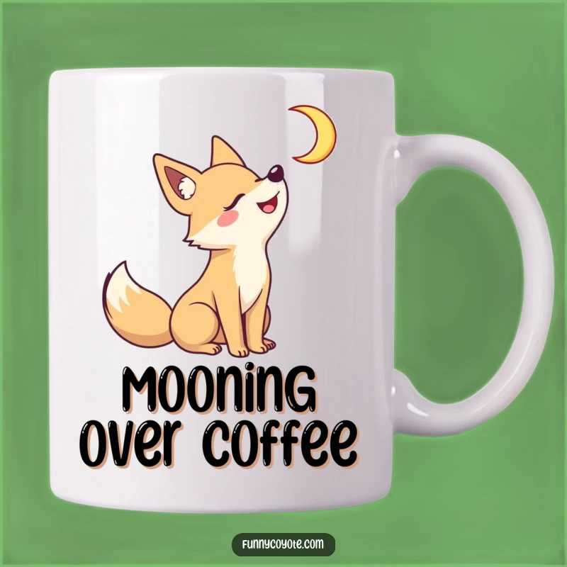 Funny Kawaii Coyote Howling Mug: Playful Moonlit Night Gift