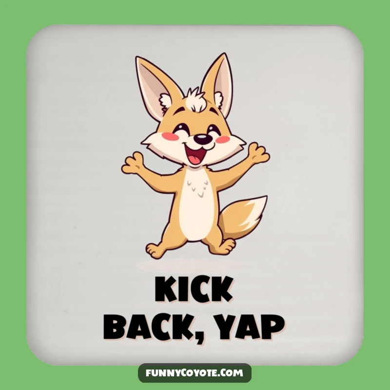 Funny Kawaii Coyote Hop Drink Coaster: Protect Surfaces with Comical Style, Great Funny Gift