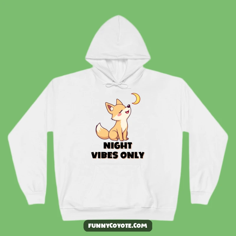 Funny Kawaii Coyote Hoodie: Cozy Moonlit Howl Comfort Gift