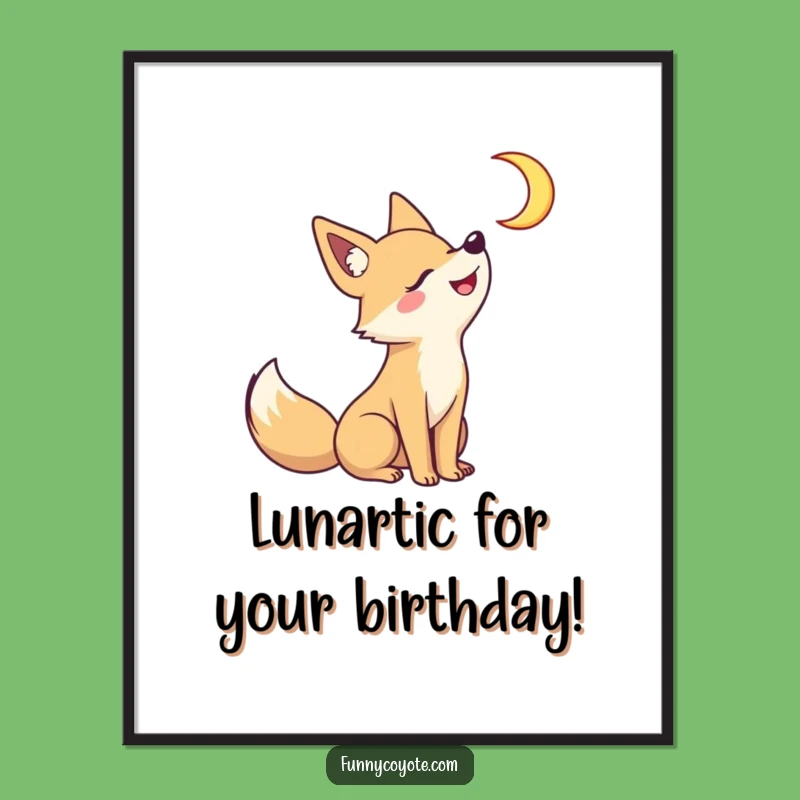 Funny Free Printable Wall Art: Kawaii Coyote Howling, Nocturnal Downloadable Decor!