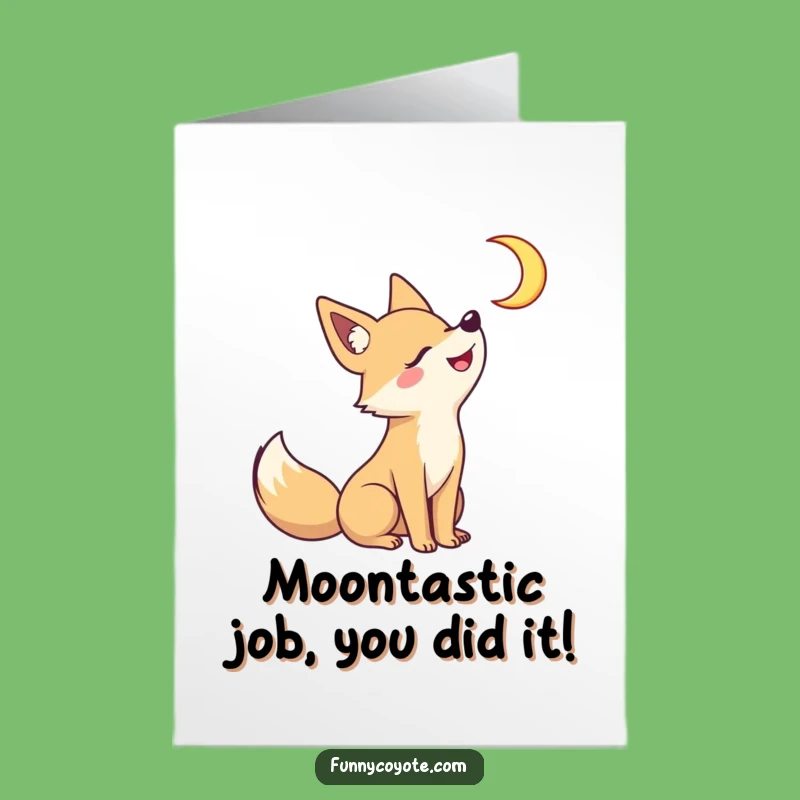 Congrats Free Printable Card: Funny Kawaii Coyote Howling, Starry Downloadable Gift!