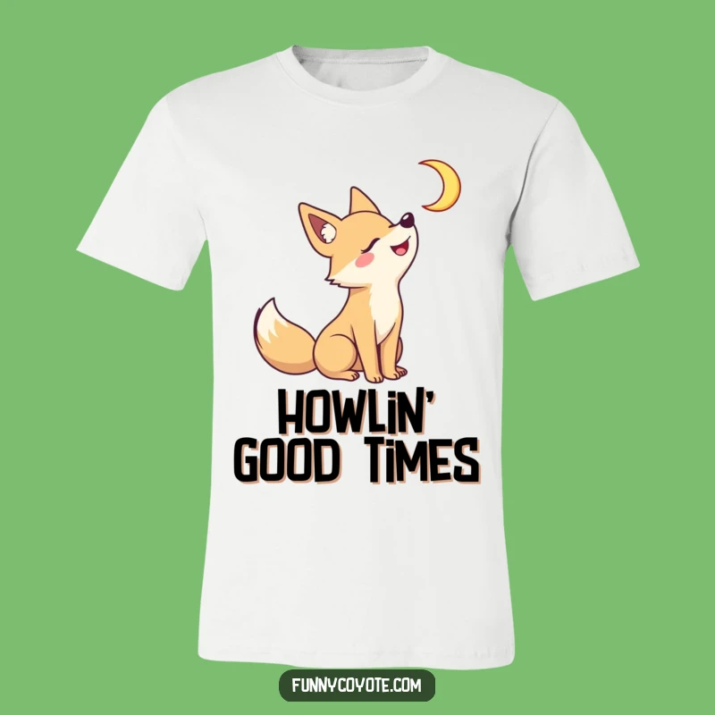 Funny Kawaii Coyote T-Shirt: Playful Moon Howl Tee Gift