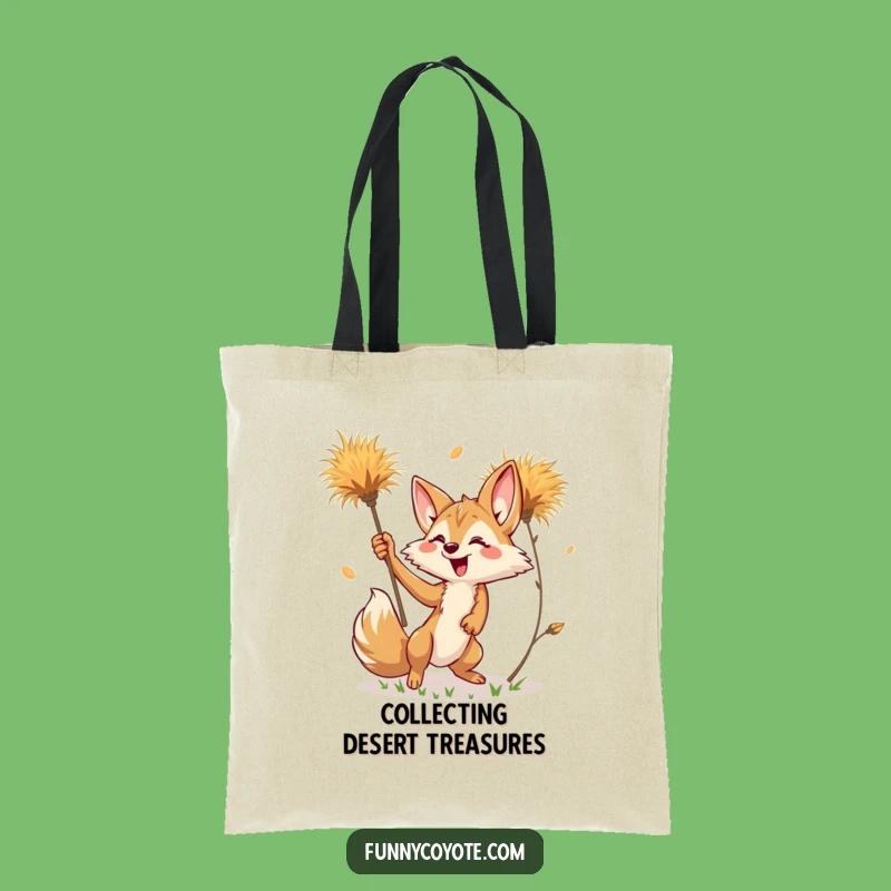Funny Kawaii Coyote Tumbleweed Tote Bag: Stylish Desert Chase, Perfect Funny Gift